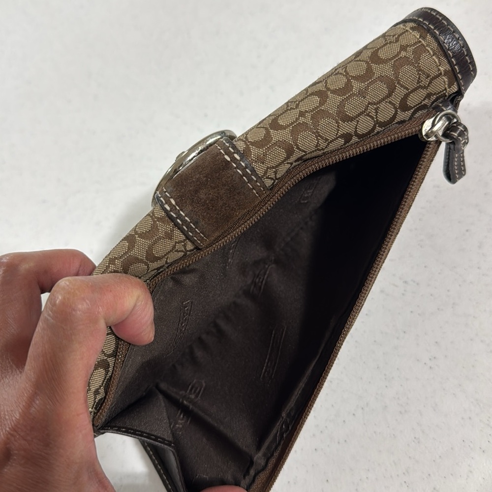 Coach Brown Monogram Wallet with Buckle Authentic - Picture 10 of 13